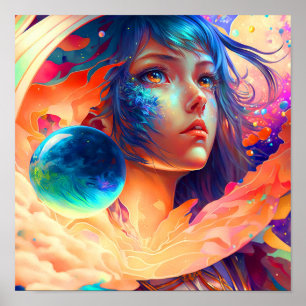 Dimensions Kind - Farbige weibliche Wandkunst Poster