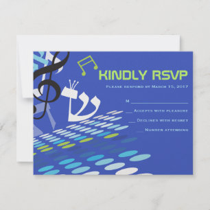 DIMENTIONELLE Bar Bat Mitzvah-UAWG-Antwortkarte RSVP Karte