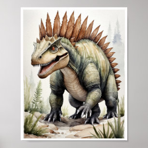 Dimetrodon Dinosaur WasserfarbenwallArt Poster