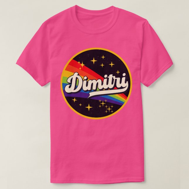 Dimitri Regenbogen im Vintagen Weltraumstil T-Shirt (Design vorne)