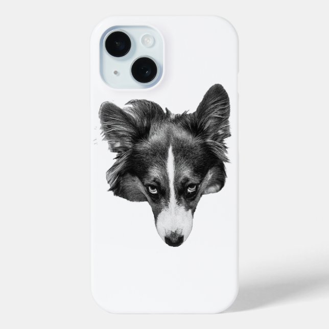 dimschattiertes Corgi-Gesicht Case-Mate iPhone Hülle (Rückseite)