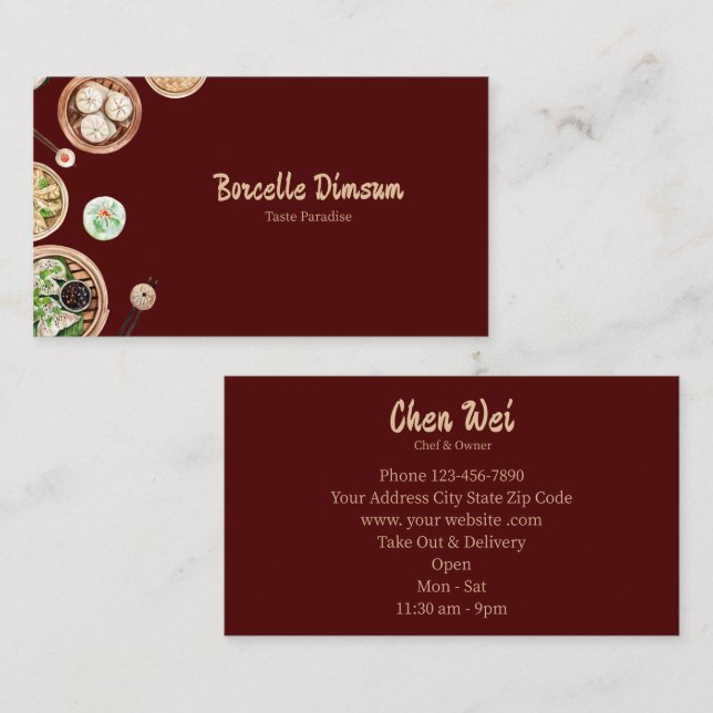 Dimsum Watercolor Visitenkarte (Vorne/Hinten)