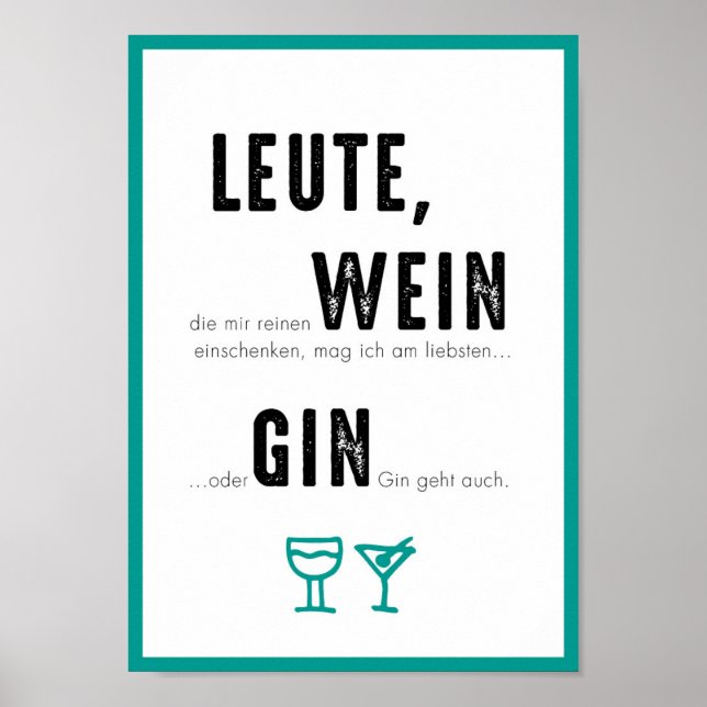 DIN A4 Poster "GIN GEHT AUCH" (Vorne)
