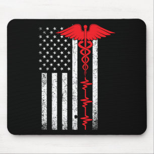 Din Red Line US Flaggen Krankenschwester für Fraue Mousepad