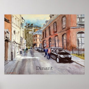 Dinant Belgien Straßen Szene Aquarell Poster