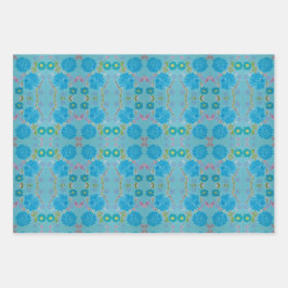Dina's blühende Blues Wrapping Paper Geschenkpapier Set