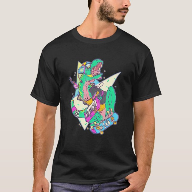 Dinasour Rix Skate Skull Monster Musikfestival T-Shirt (Vorderseite)