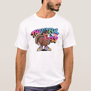 Dinde reconnaissante et volante � T-Shirt cartoon