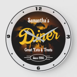 Diner beliebiger Name Datum Palm Trees graue Grenz Große Wanduhr