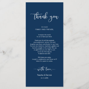 Dîner Cadre Merci, bleu marine, cartes