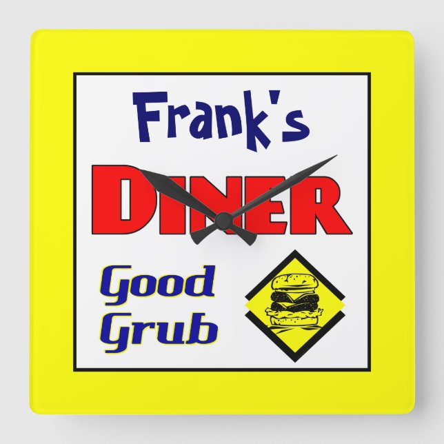 Diner Custom Retro Kitchenwall Uhr (Vorderseite)