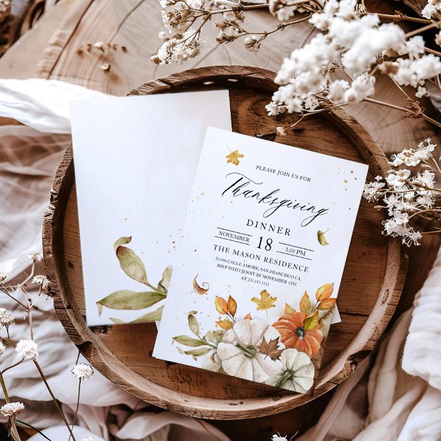 Dîner d'action de grâces Invitation à thème Citrou (Rustic Thanksgiving Dinner Invitation)