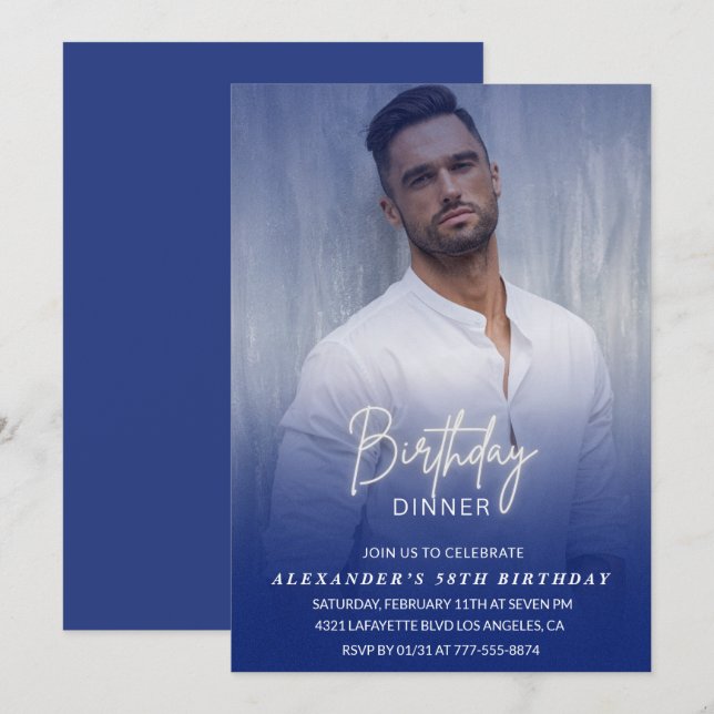 Dîner d'anniversaire 58e invitation Photo Hommes (Devant / Derrière)