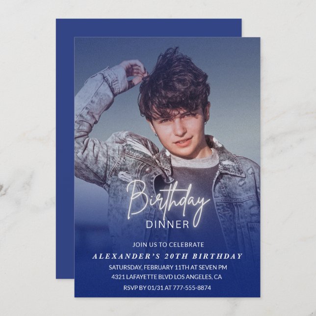 Dîner d'anniversaire Invitation de 20e anniversair (Devant / Derrière)