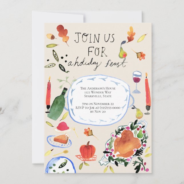 Dîner de fête de Thanksgiving Invitation (Devant)