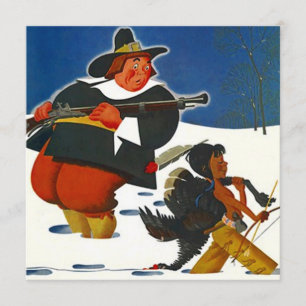 Dîner de fête de Thanksgiving Invitation Pilgrim &