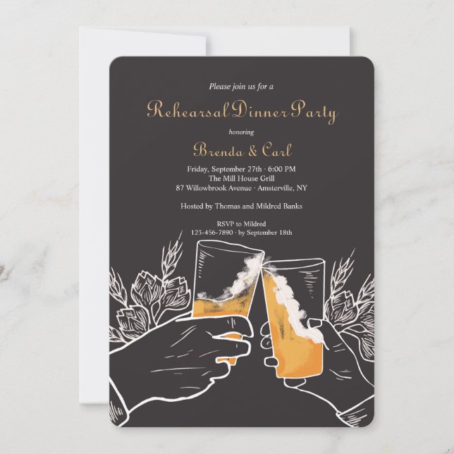 Dîner de la répétition du toast mariage Invitation (Devant)