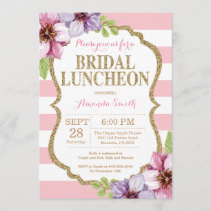 Dîner de mariage rose et or Invitation Florale
