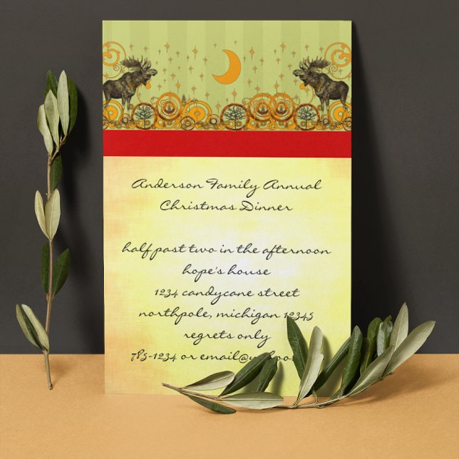 Dîner de Noël d'orignal Invitation et Invitations  (Créateur téléchargé)