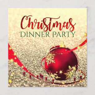 Dîner de Noël Faux parties scintillant Invitation