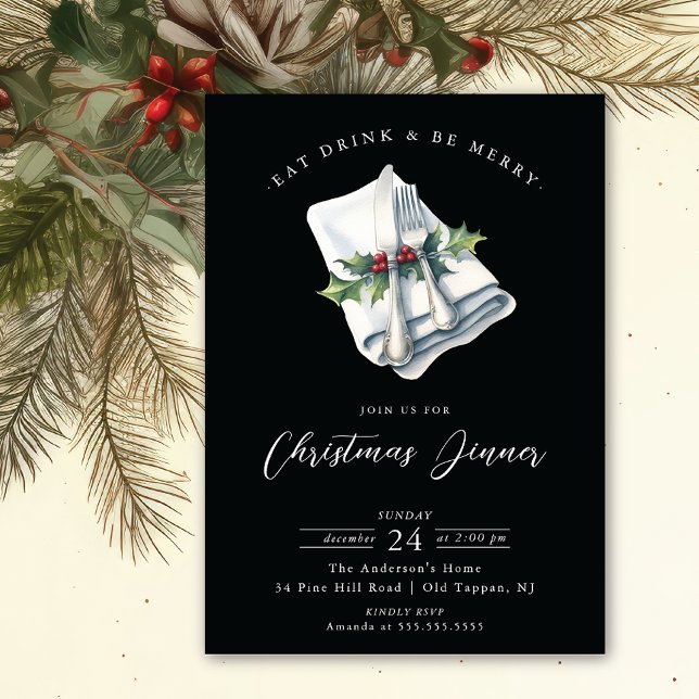 Dîner de Noël festif Invitation (Créateur téléchargé)