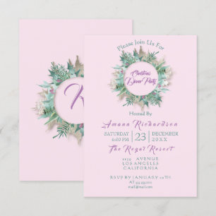 Dîner de Noël Invitation Pink Purple Mint