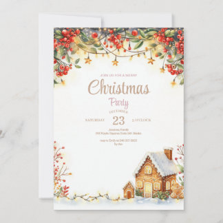 Dîner de Noël Watercolor Invitation