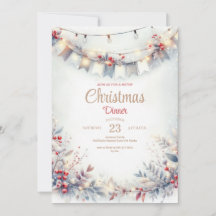 Dîner de Noël Watercolor Invitation