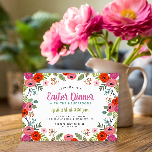 Dîner de Pâques Floral lumineux Invitation (Créateur téléchargé)