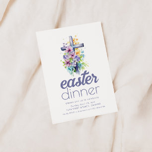 Dîner de Pâques simple Invitation Modèle avec croi