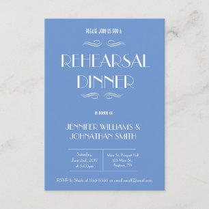 Dîner de répétition bleu et blanc Invitations