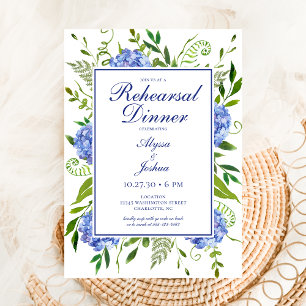 Dîner de répétition Blue Hydrangeas Invitation