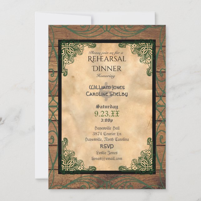 Dîner de répétition céleste rustique Invitation (Devant)