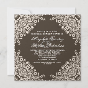 dîner de répétition damasé brun foncé invitation