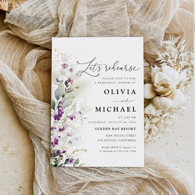 Dîner de répétition de la lavande verte Invitation (Créateur téléchargé)