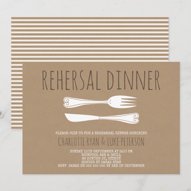Dîner de répétition Faux Kraft Invitation (Devant / Derrière)