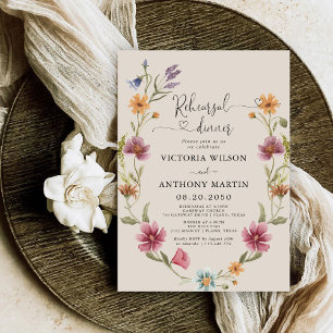 Dîner de répétition Fleur sauvage Boho Invitation