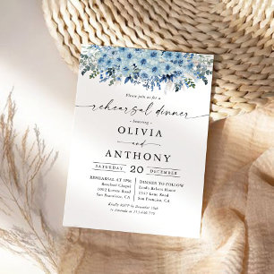 Dîner de répétition Floral Boho bleu Invitation