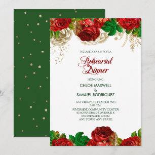 Dîner de répétition Floral Roses rouges Invitation