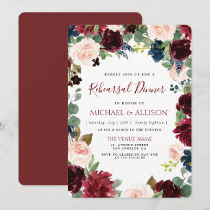 dîner de répétition florale bordeaux invitation
