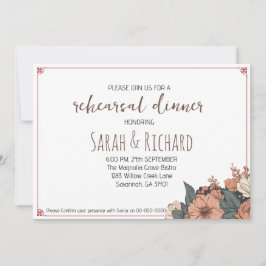 Dîner de répétition florale élégant Invitation
