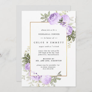 Dîner de répétition florale Rose violet Invitation