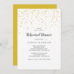 Dîner de répétition Gold Confetti Invitation