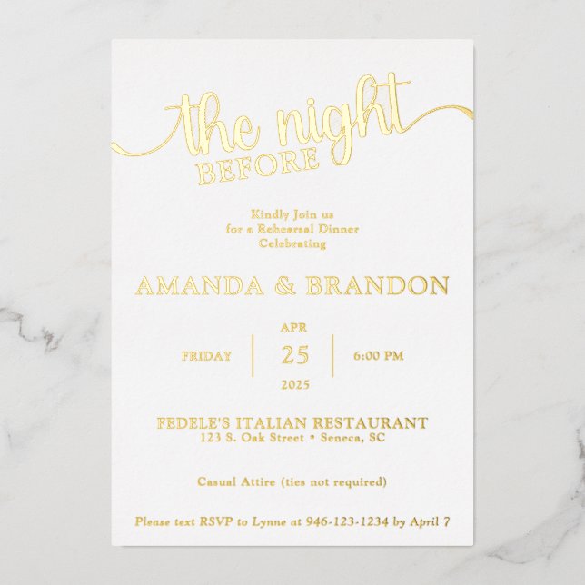 Dîner de répétition Golf Foil Invitation (Recto)