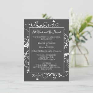 Dîner de répétition Gray Flourish Invitation