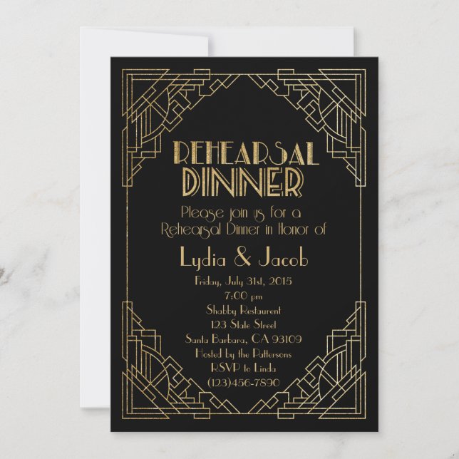 Dîner de répétition Invitation-Art Déco Invitation (Devant)