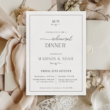 Dîner de répétition Invitation Monogramme, Mariage