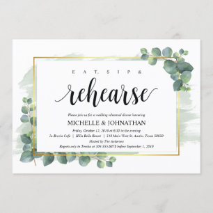 Dîner de répétition Mariage Eucalyptus Invitation