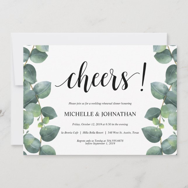 Dîner de répétition Mariage Eucalyptus Invitation (Devant)