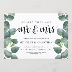 Dîner de répétition Mariage Eucalyptus Invitation